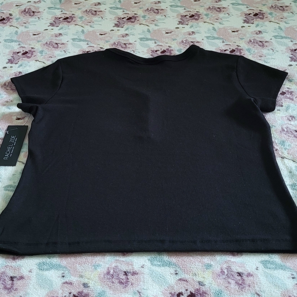 Rachel Zoe Ribbed Black🖤 Henley Top  - NWT - Picture 9 of 9